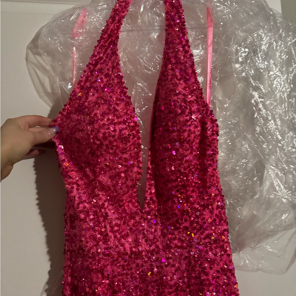 Sparkling Pink Halter Dress